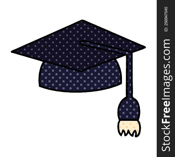 comic book style cartoon of a graduation cap