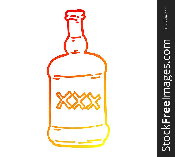 warm gradient line drawing of a cartoon spirits bottle