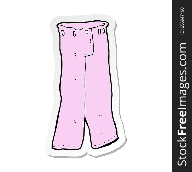 Sticker Of A Cartoon Pair Of Pink Pants