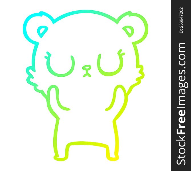Cold Gradient Line Drawing Peaceful Cartoon Bear