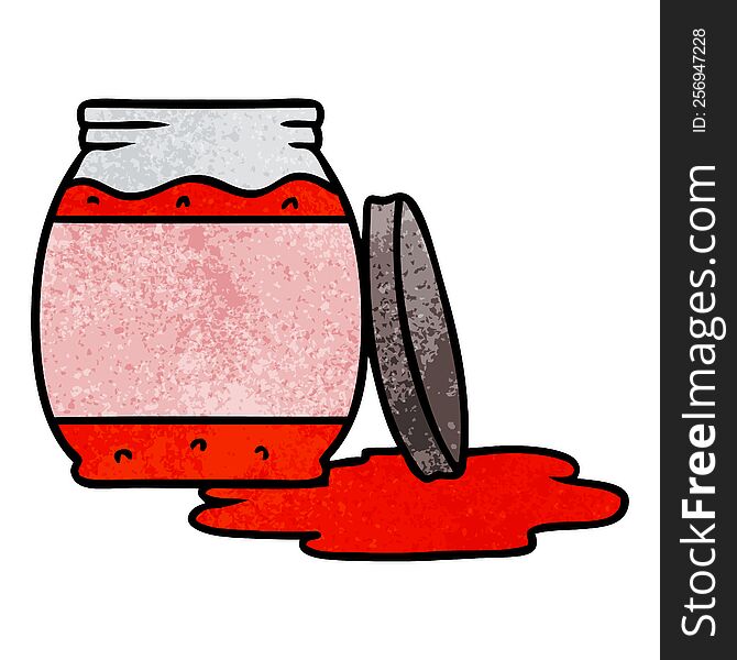 hand drawn textured cartoon doodle of a strawberry jam