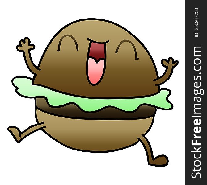 Quirky Gradient Shaded Cartoon Happy Burger