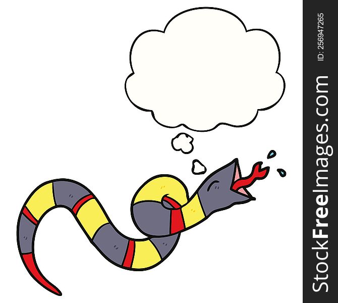 Cartoon Hissing Snake And Thought Bubble