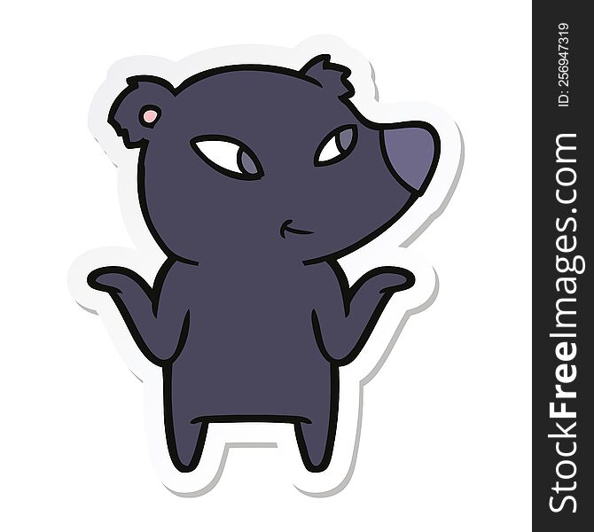 Sticker Of A Cute Cartoon Bear Shrugging Shoulders