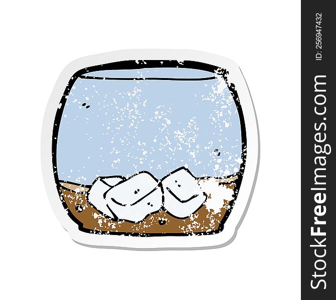 retro distressed sticker of a cartoon whisky in glass