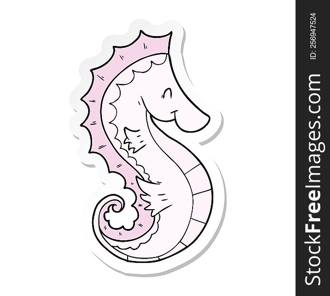 Sticker Of A Cartoon Sea Horse