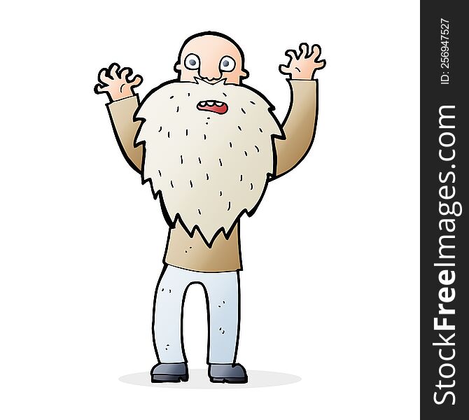 Cartoon Frightened Old Man With Beard