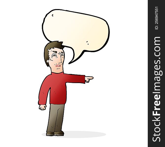 cartoon angry man pointing with speech bubble