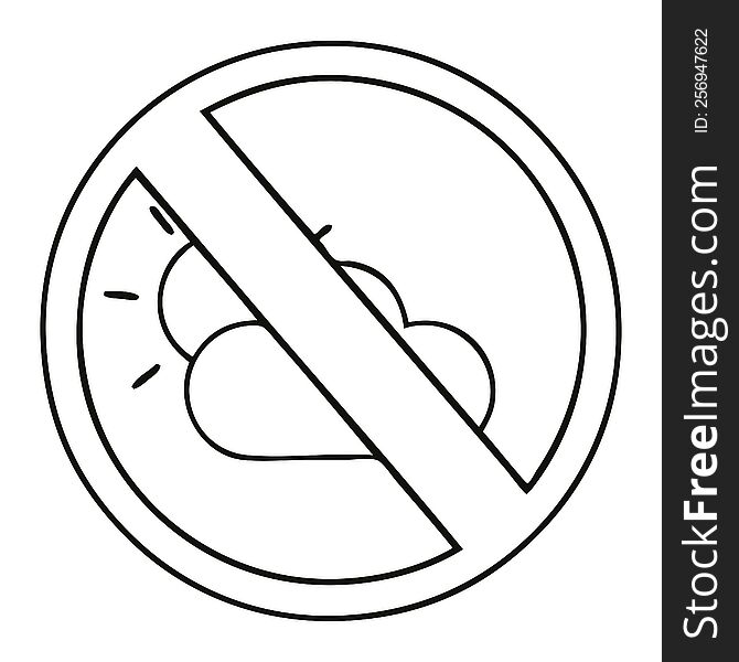 Line Drawing Cartoon Weather Warning Sign