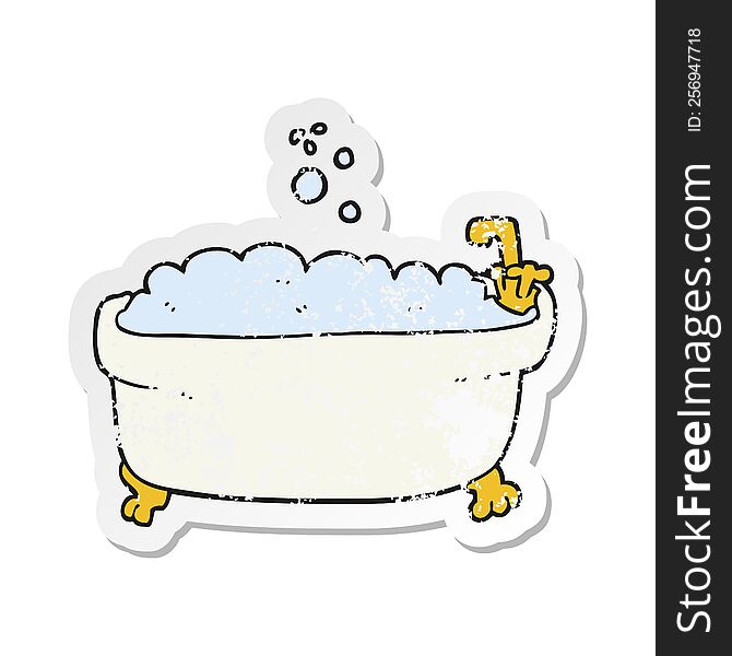 Retro Distressed Sticker Of A Cartoon Bathtub