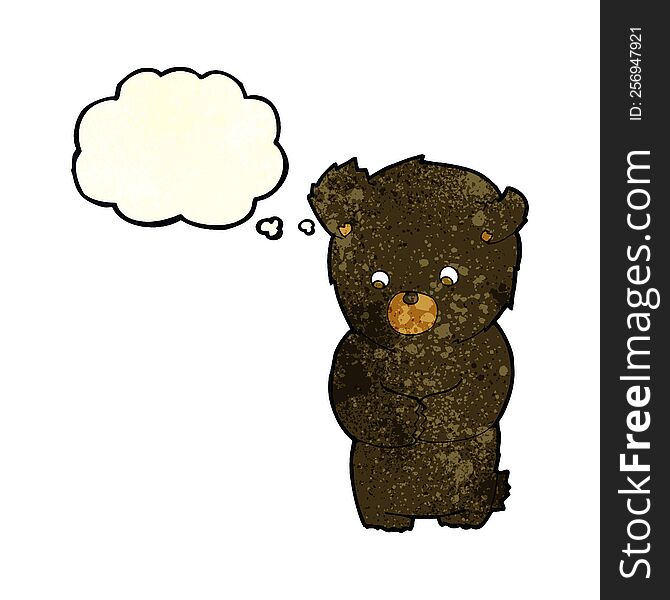 Cute Cartoon Black Bear With Thought Bubble