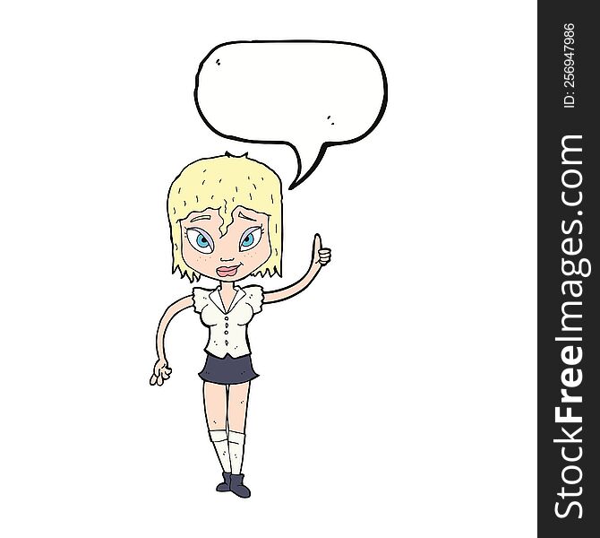 cartoon woman making point with speech bubble