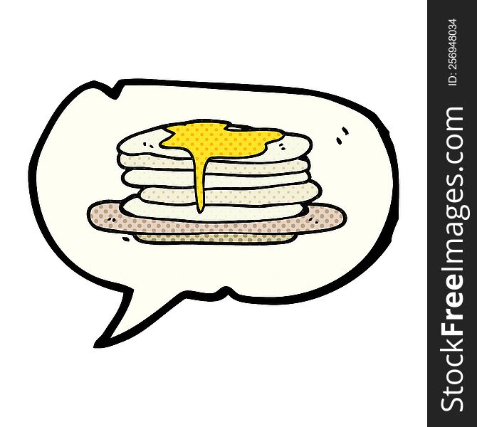freehand drawn comic book speech bubble cartoon stack of pancakes