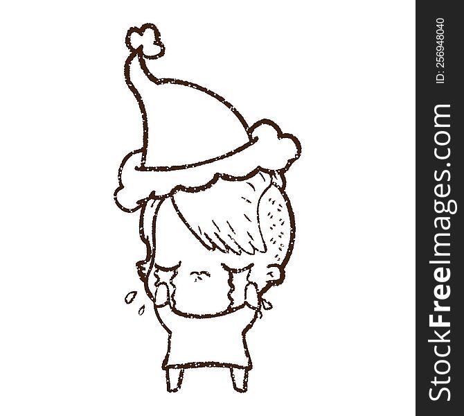 Christmas Girl Charcoal Drawing