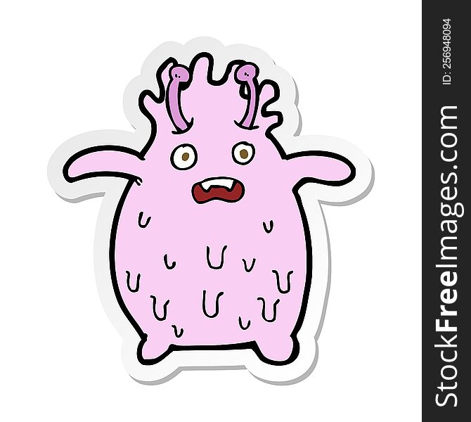 sticker of a cartoon funny slime monster