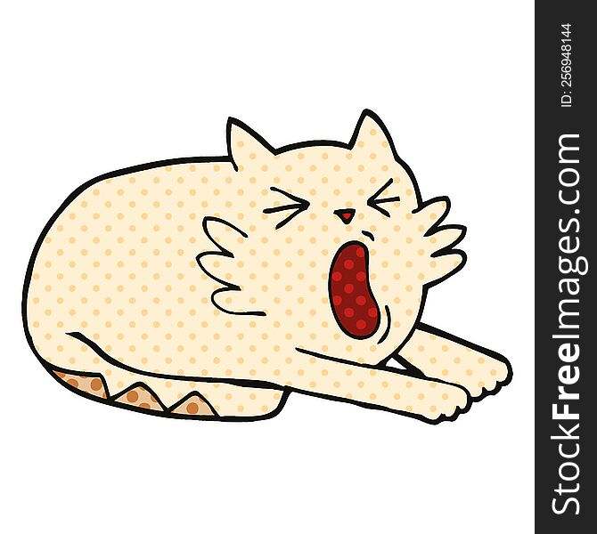comic book style cartoon yawning cat