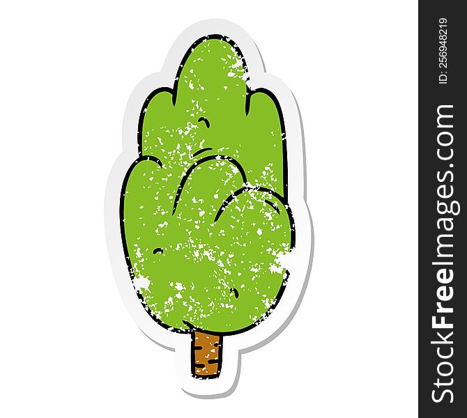 distressed sticker cartoon doodle single green tree