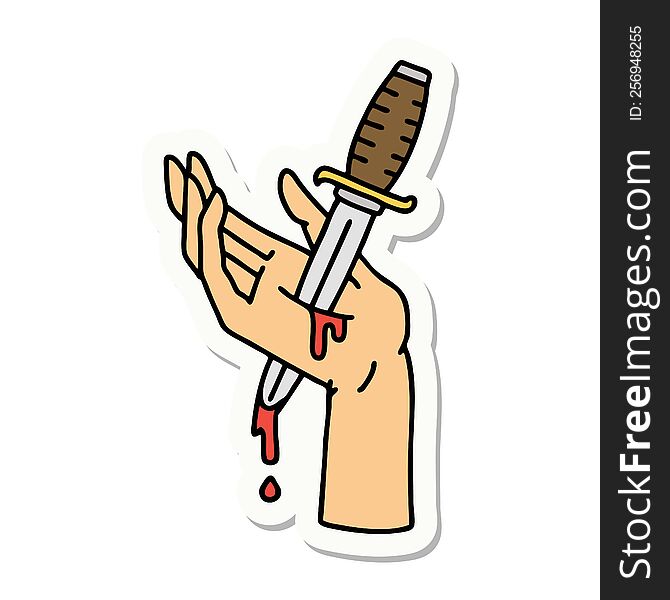 Tattoo Style Sticker Of A Dagger In The Hand