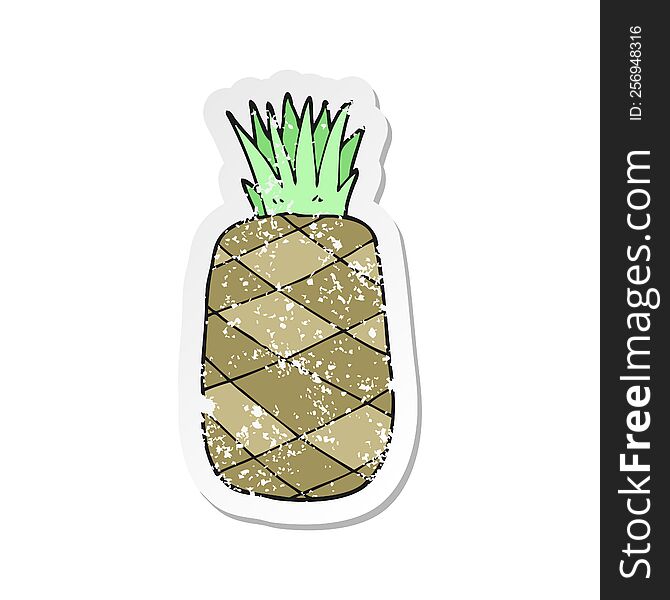 retro distressed sticker of a cartoon pineapple