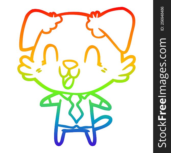 rainbow gradient line drawing of a laughing cartoon dog manager