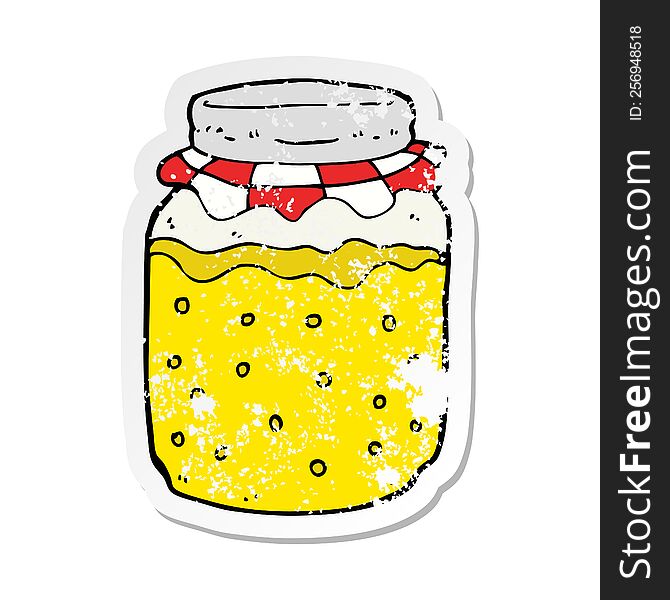 retro distressed sticker of a cartoon honey jar
