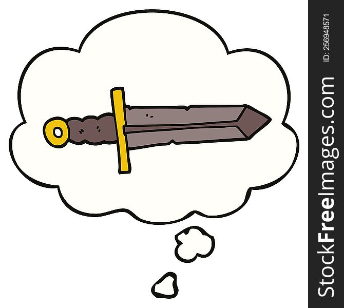 Cartoon Sword And Thought Bubble