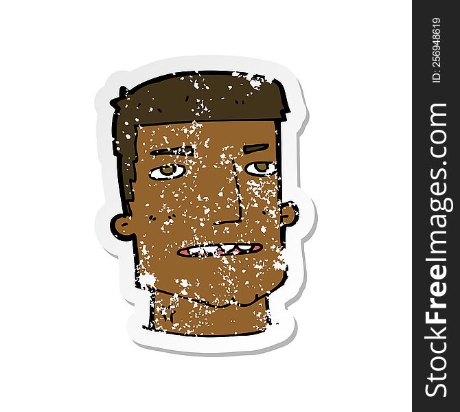 Retro Distressed Sticker Of A Cartoon Male Head