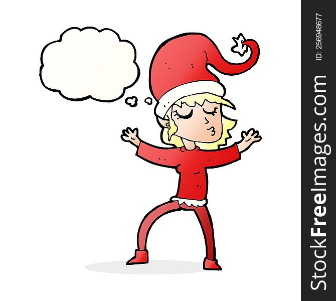 santa\'s helper cartoon with thought bubble