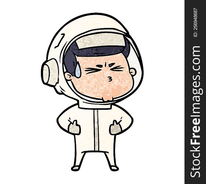 cartoon stressed astronaut. cartoon stressed astronaut