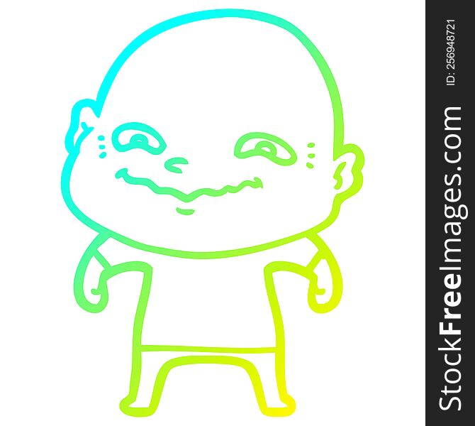 Cold Gradient Line Drawing Cartoon Creepy Guy