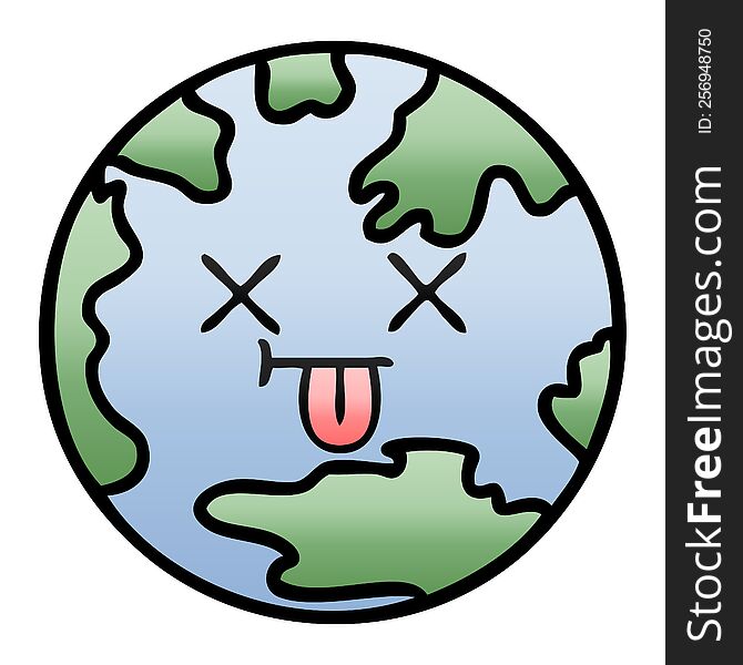Gradient Shaded Cartoon Planet Earth
