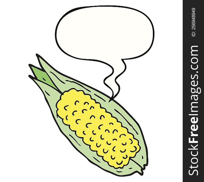 Cartoon Corn And Speech Bubble