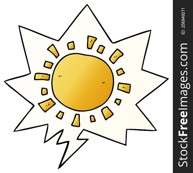 Cartoon Sun And Speech Bubble In Smooth Gradient Style