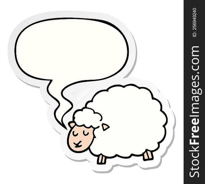 cartoon sheep with speech bubble sticker. cartoon sheep with speech bubble sticker