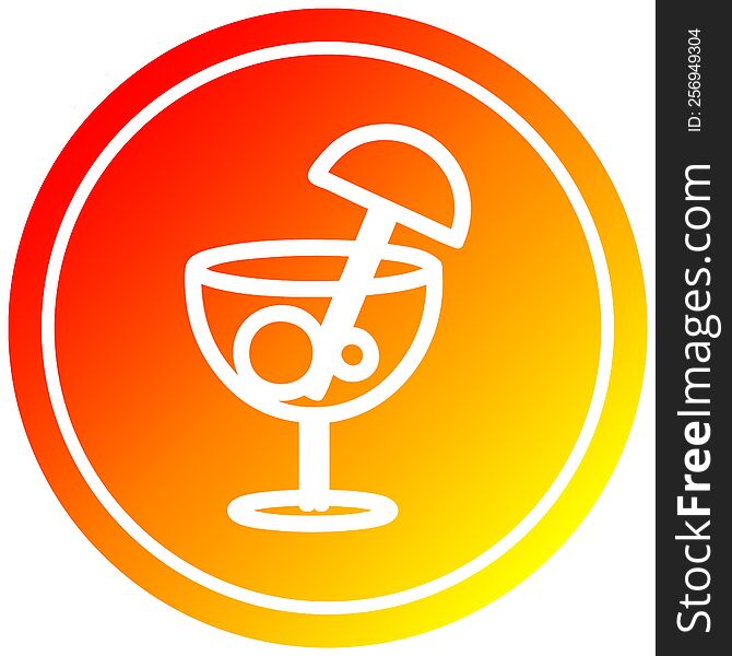 Cocktail With Umbrella Circular In Hot Gradient Spectrum