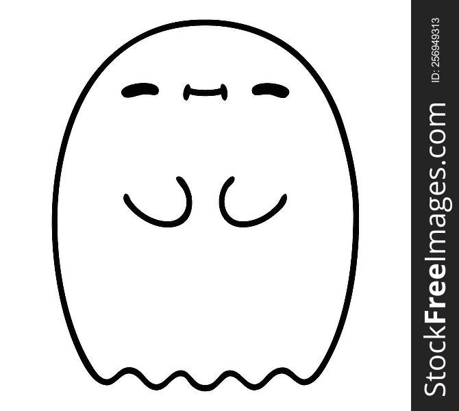 line doodle of a happy halloween ghost