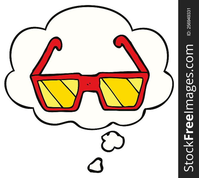 Cartoon Glasses And Thought Bubble