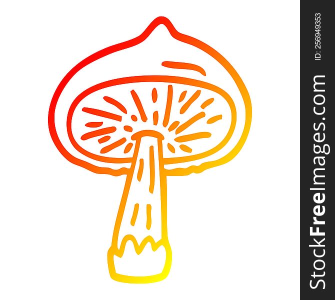 warm gradient line drawing cartoon mushroom