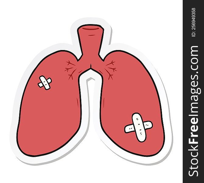 Sticker Of A Cartoon Repaired Lungs