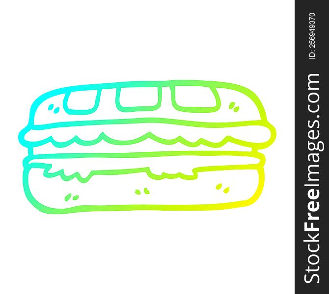 cold gradient line drawing of a cartoon tasty sandwich