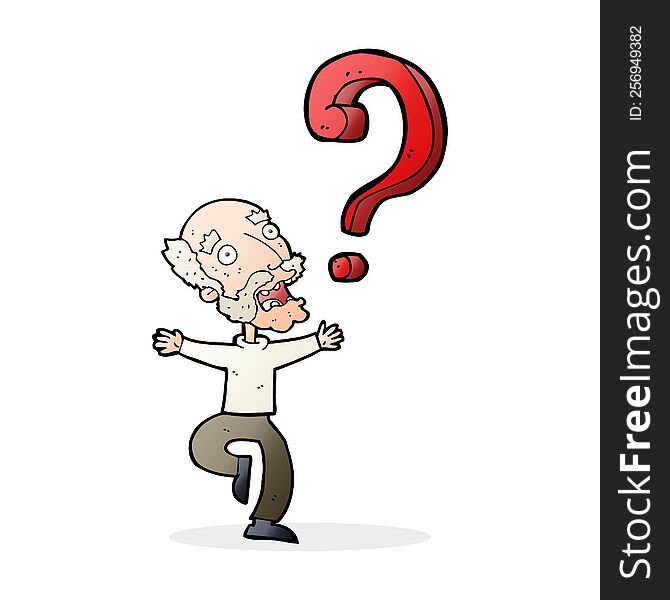 Cartoon Old Man With Question