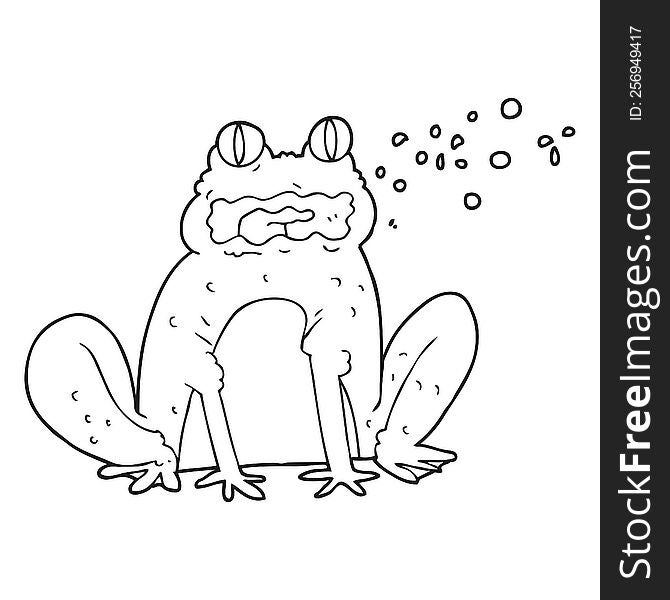 Black And White Cartoon Burping Frog