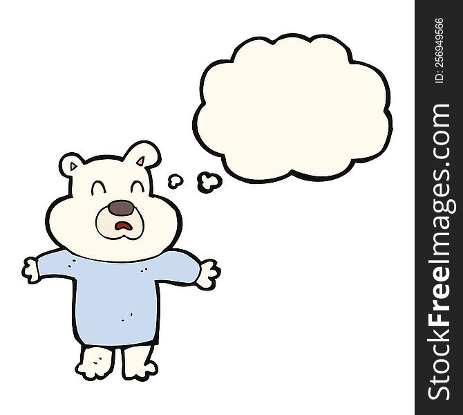 Cartoon Unhappy Polar Bear  With Thought Bubble