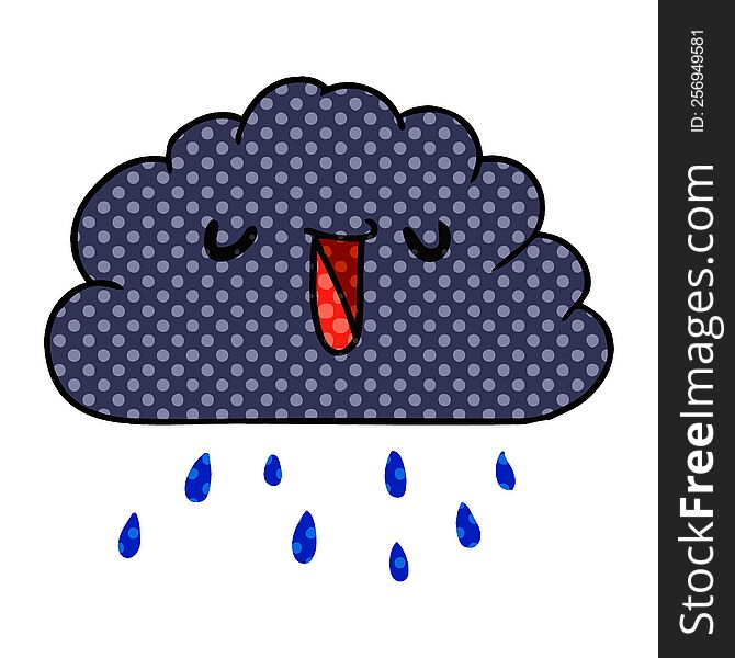 cartoon illustration kawaii weather rain cloud. cartoon illustration kawaii weather rain cloud