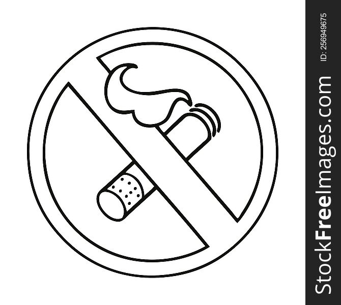 line drawing cartoon of a no smoking allowed sign