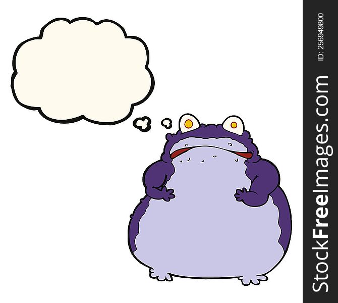 cartoon fat frog with thought bubble