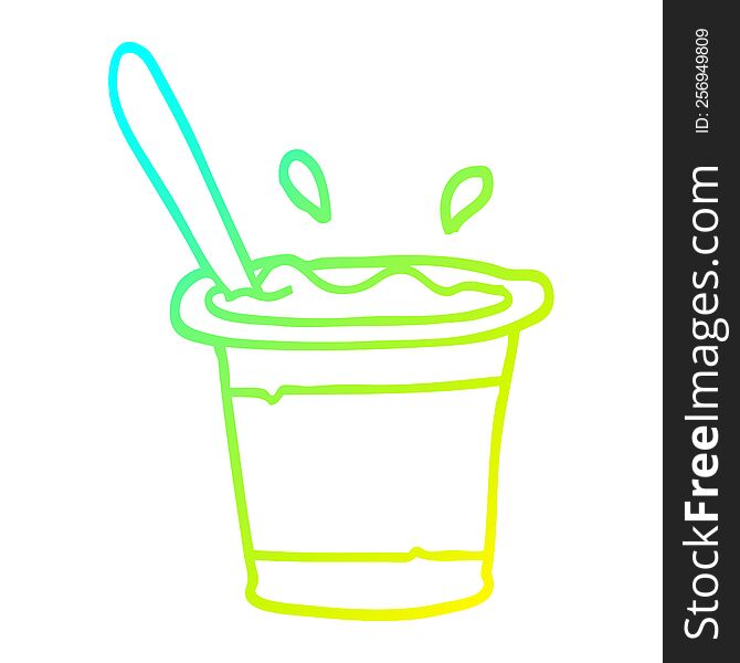 cold gradient line drawing of a cartoon yogurt