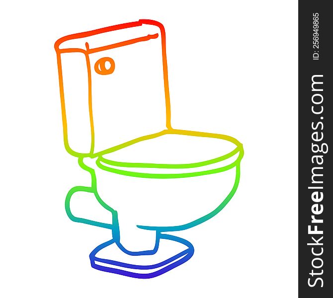 Rainbow Gradient Line Drawing Cartoon Closed Toilet