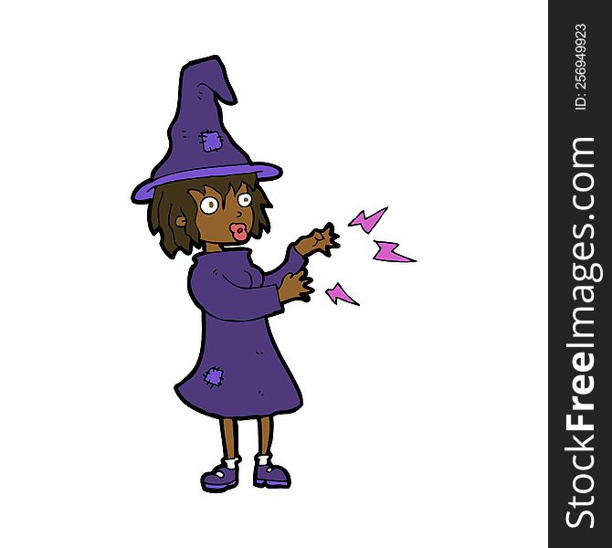 cartoon witch casting spell