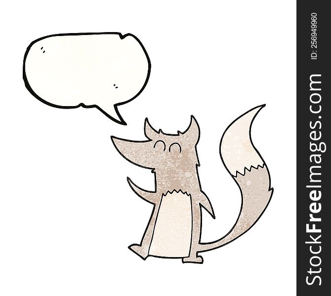 Speech Bubble Textured Cartoon Little Wolf